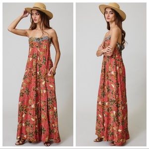 Boho chic Floral print tube jumpsuit